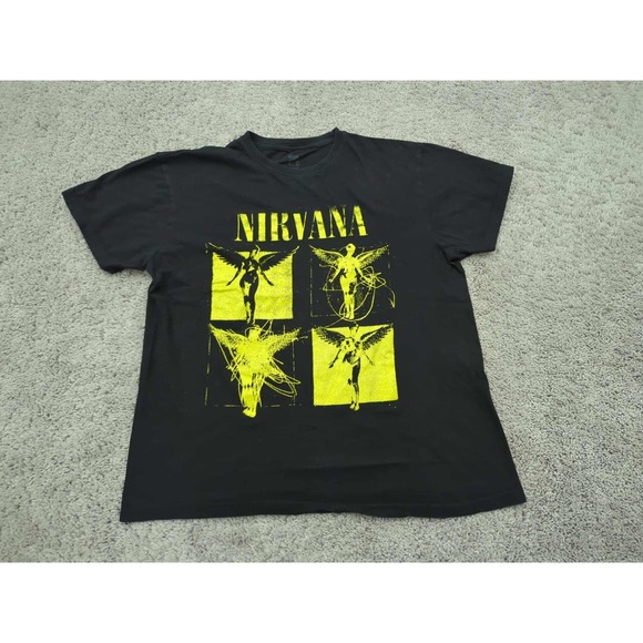 Nirvana T Shirt Mens Large Black Short Sleeve In Utero Grid Rock Grunge Band - Picture 1 of 6